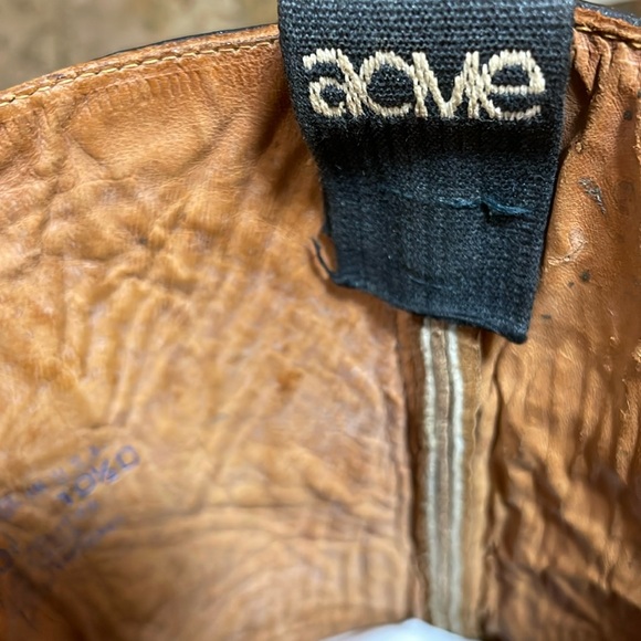 Acme Men Vintage Boots Biker Motorcycle Tall Leather Cowboy USA Brown Size 10.5D - Picture 13 of 16